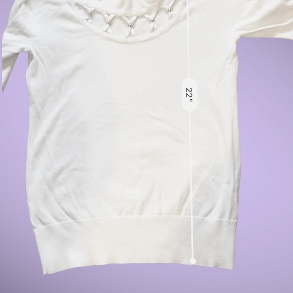 J Lo Beaded Caged White Knit Sweater Small Jennifer Lopez - Picture 6 of 11